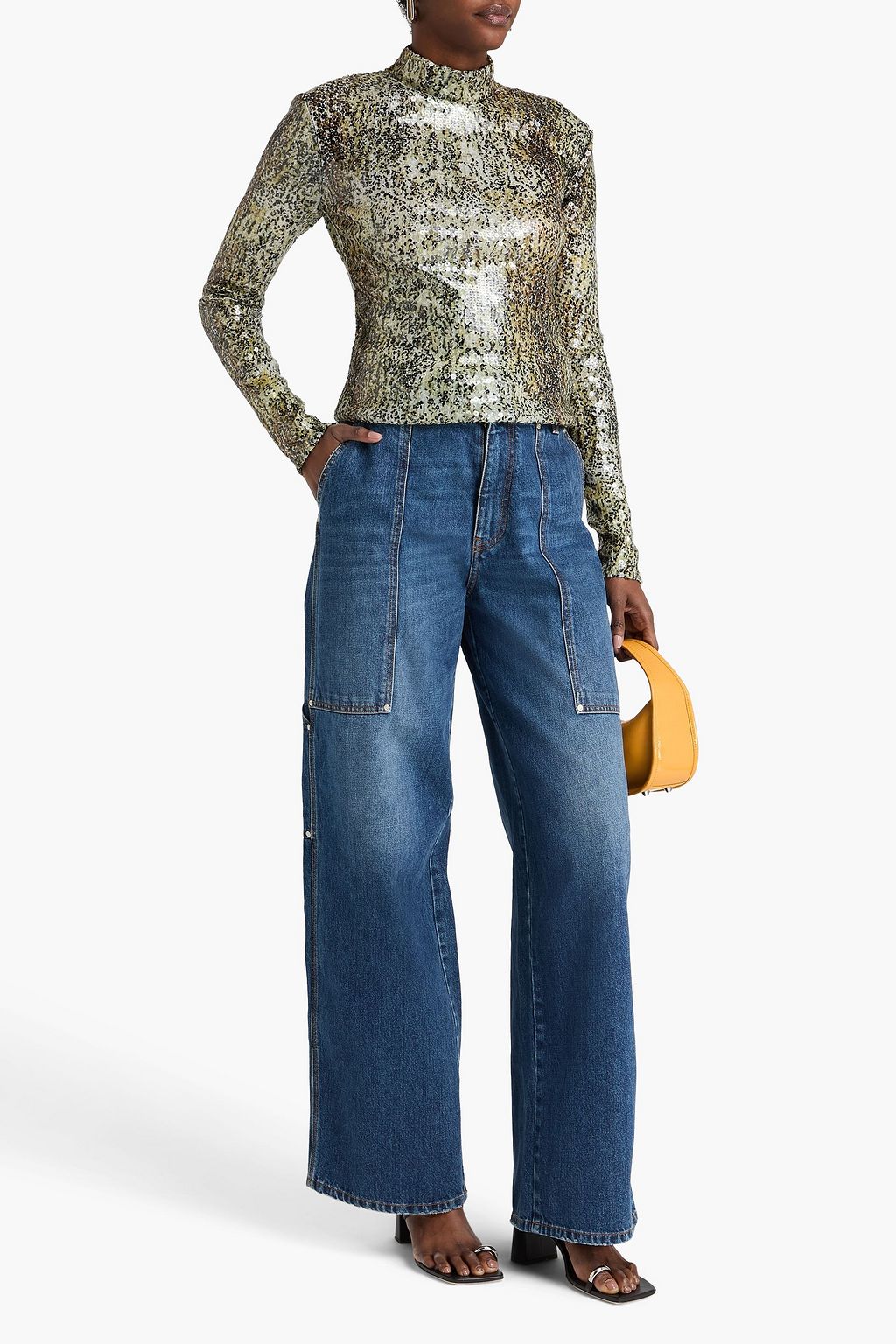 STELLA MCCARTNEY بنطال جينز كارغو بخصر عالٍ