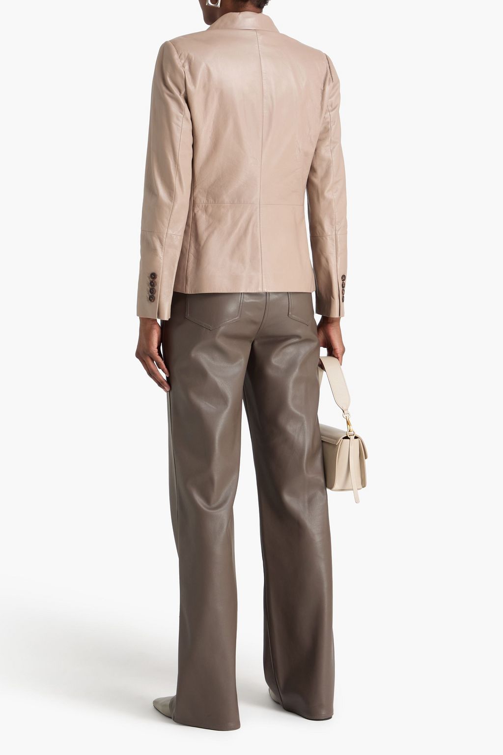 BRUNELLO CUCINELLI Double-breasted leather blazer