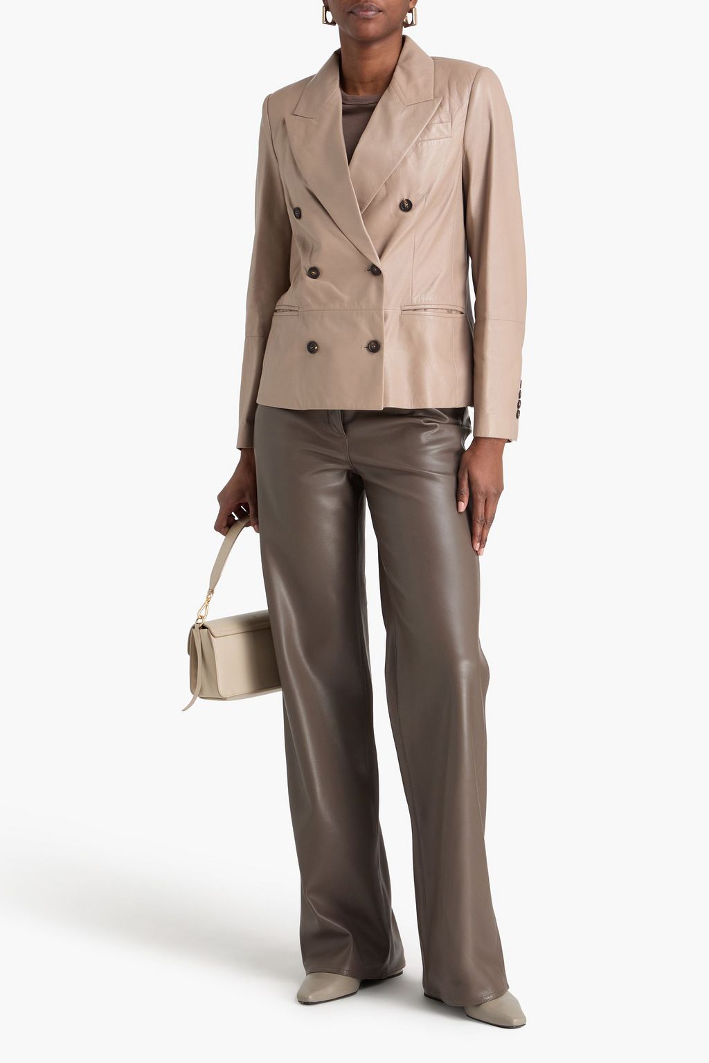 BRUNELLO CUCINELLI Double-breasted leather blazer