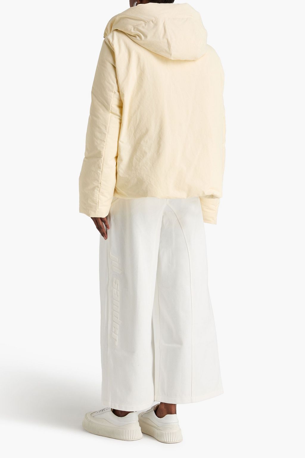 JIL SANDER+ جاكيت من قماش عازل بغطاء للرأس محشو بالزغب