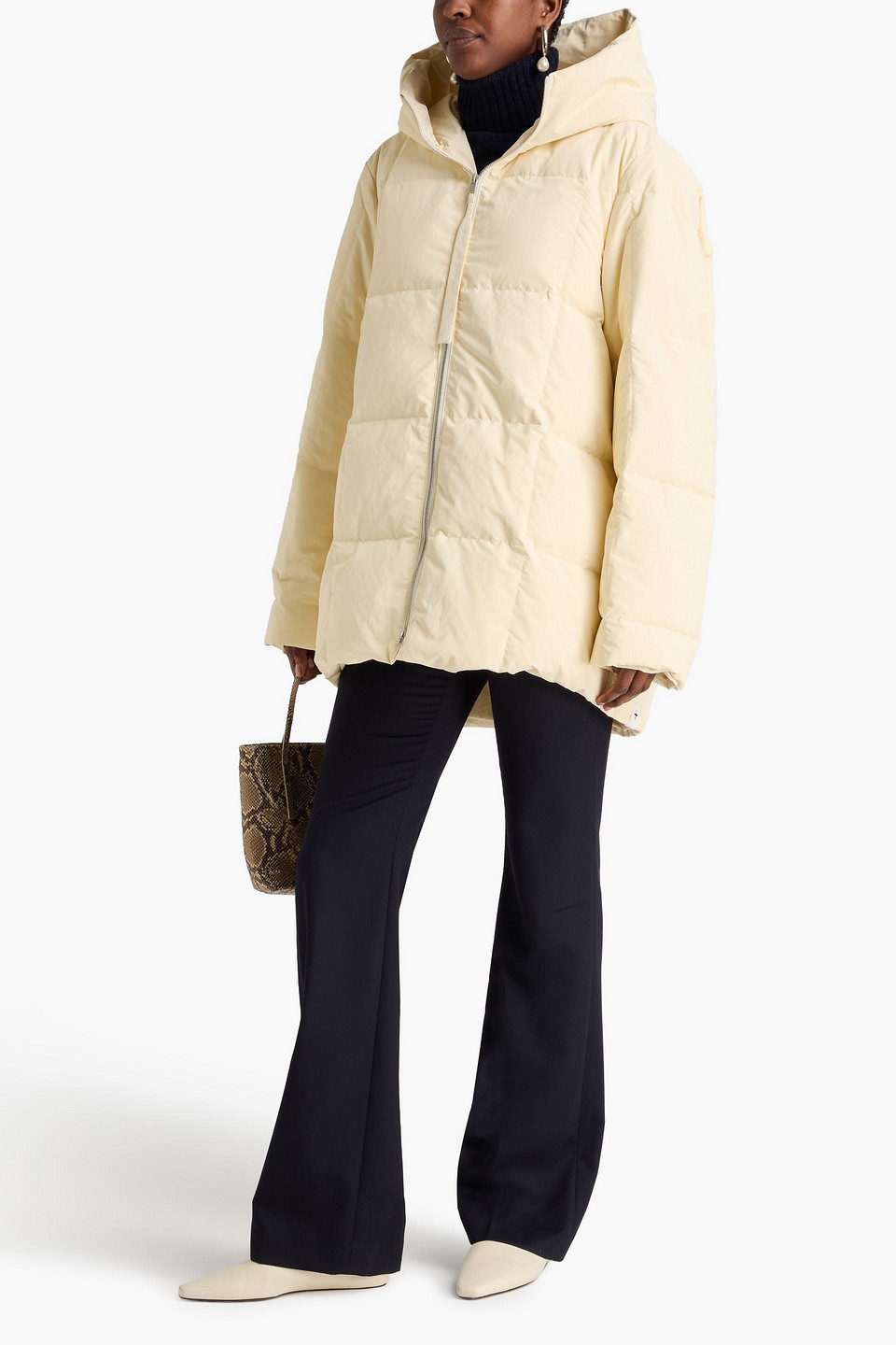  Jil Sander - Daunenmantel Aus Gestepptem Shell Mit Kapuze - Weiß - Fr 38 