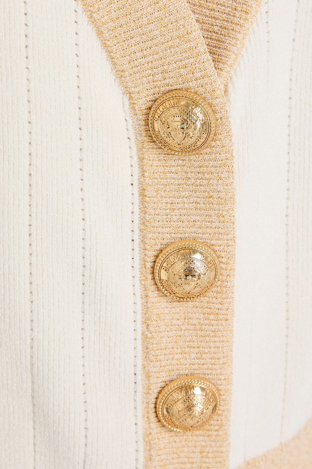 BALMAIN كارديغان من نسيج بحبكة مضلّعة بلمعة معدنية