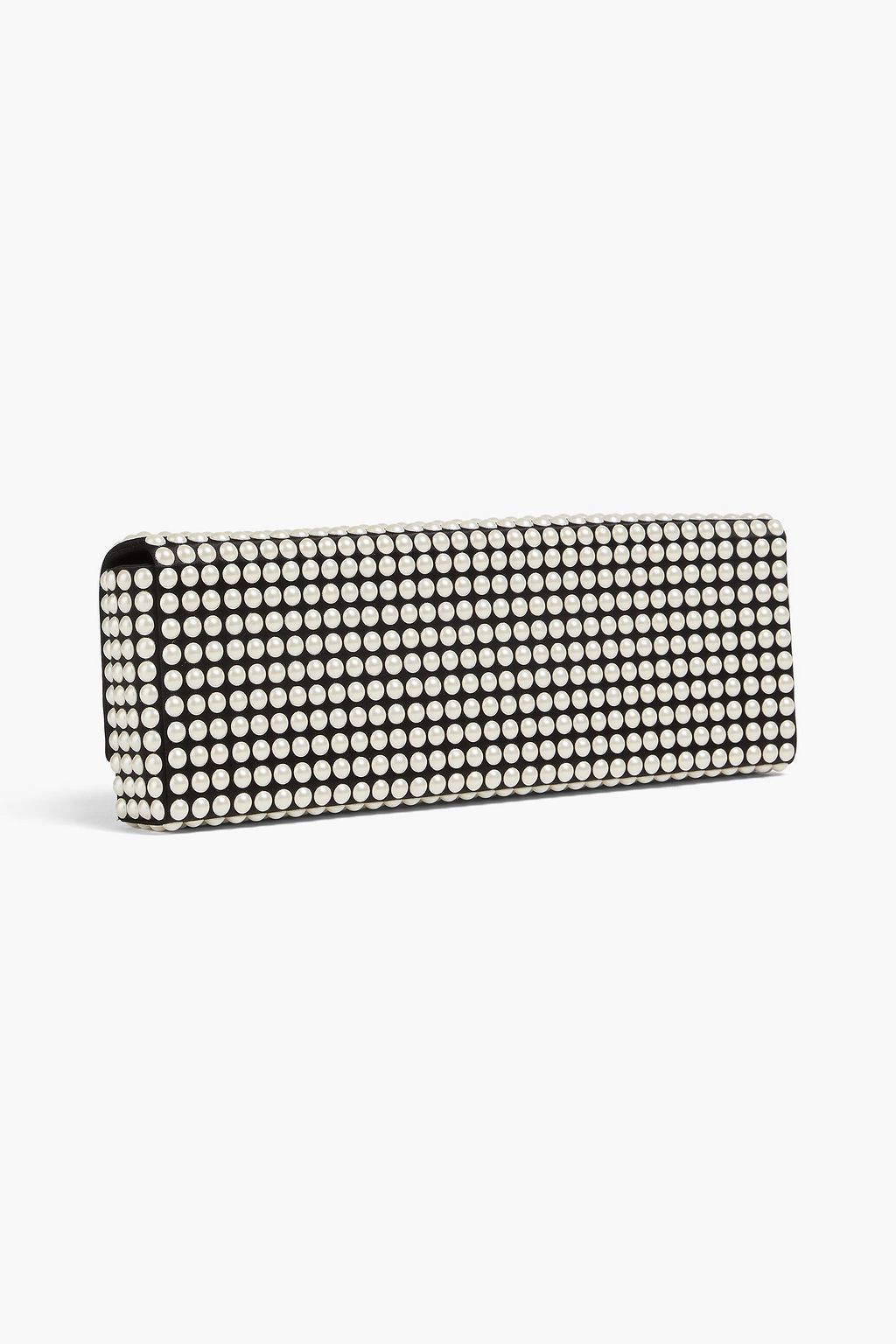 AMINA MUADDI حقيبة كلاتش "أميني" من الساتان مزيّنة باللؤلؤ الصناعي