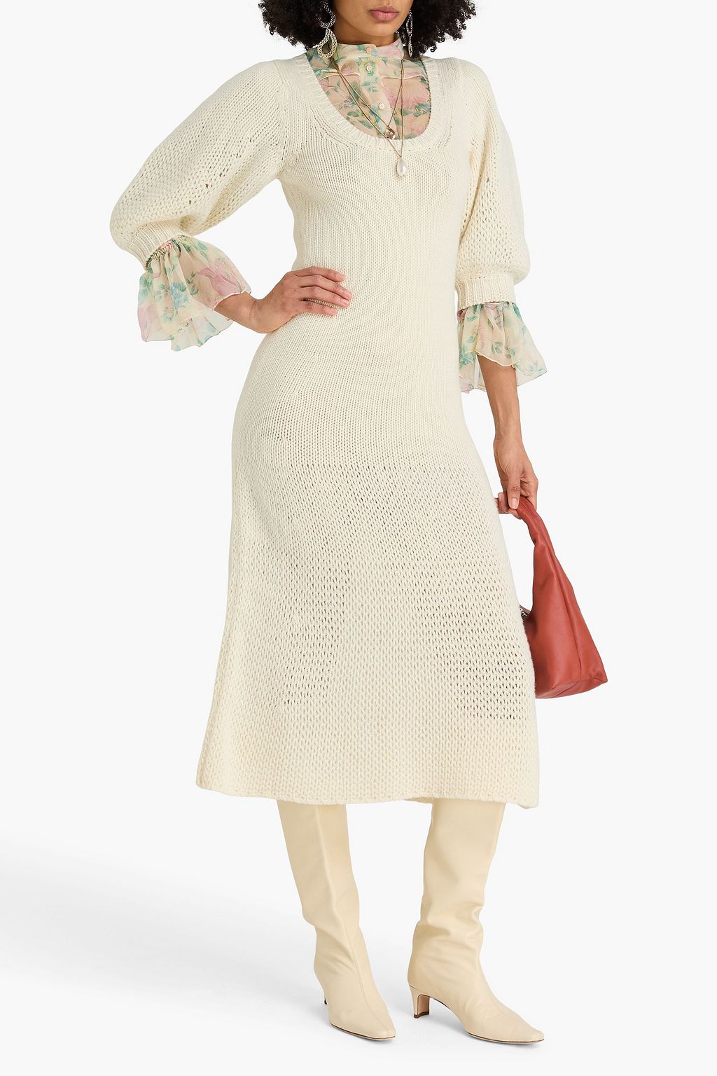 CHLOÉ Wool and cashmere-blend midi dress