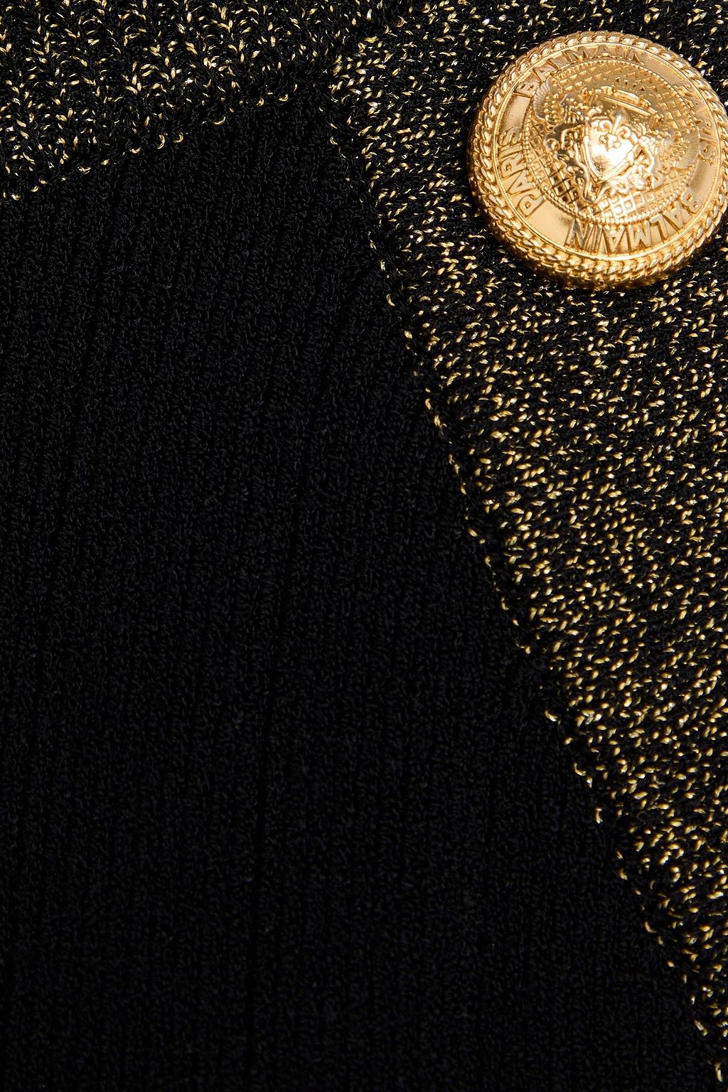 BALMAIN Cropped metallic ribbed-knit top