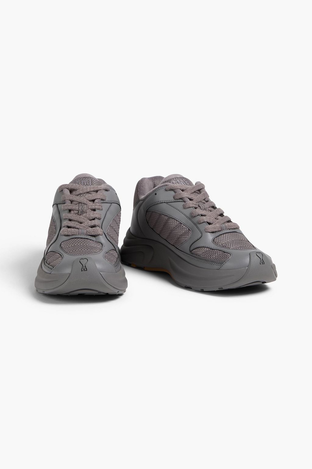 AMI ALEXANDRE MATTIUSSI Mesh and leather sneakers