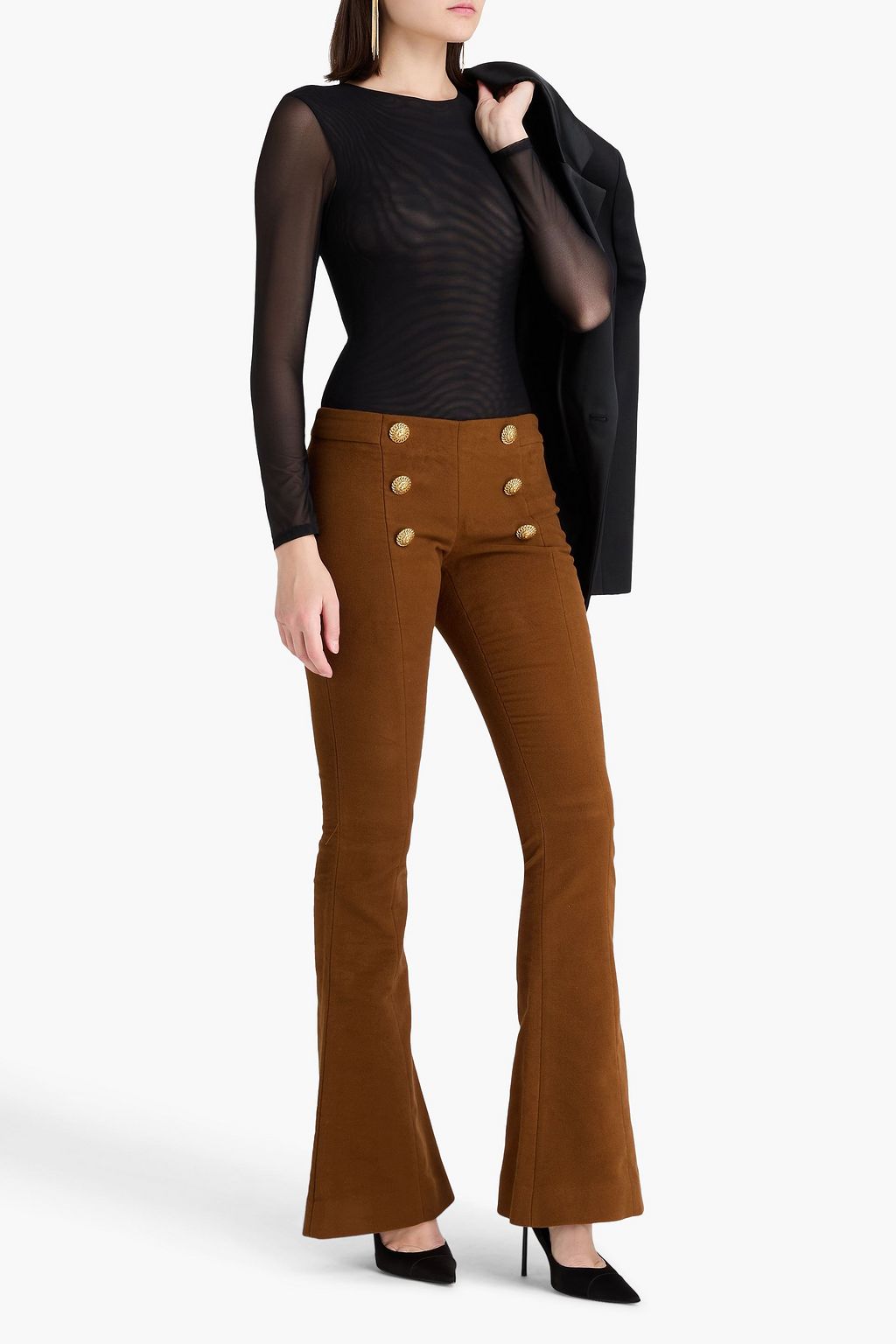 BALMAIN Cotton-flannel flared pants