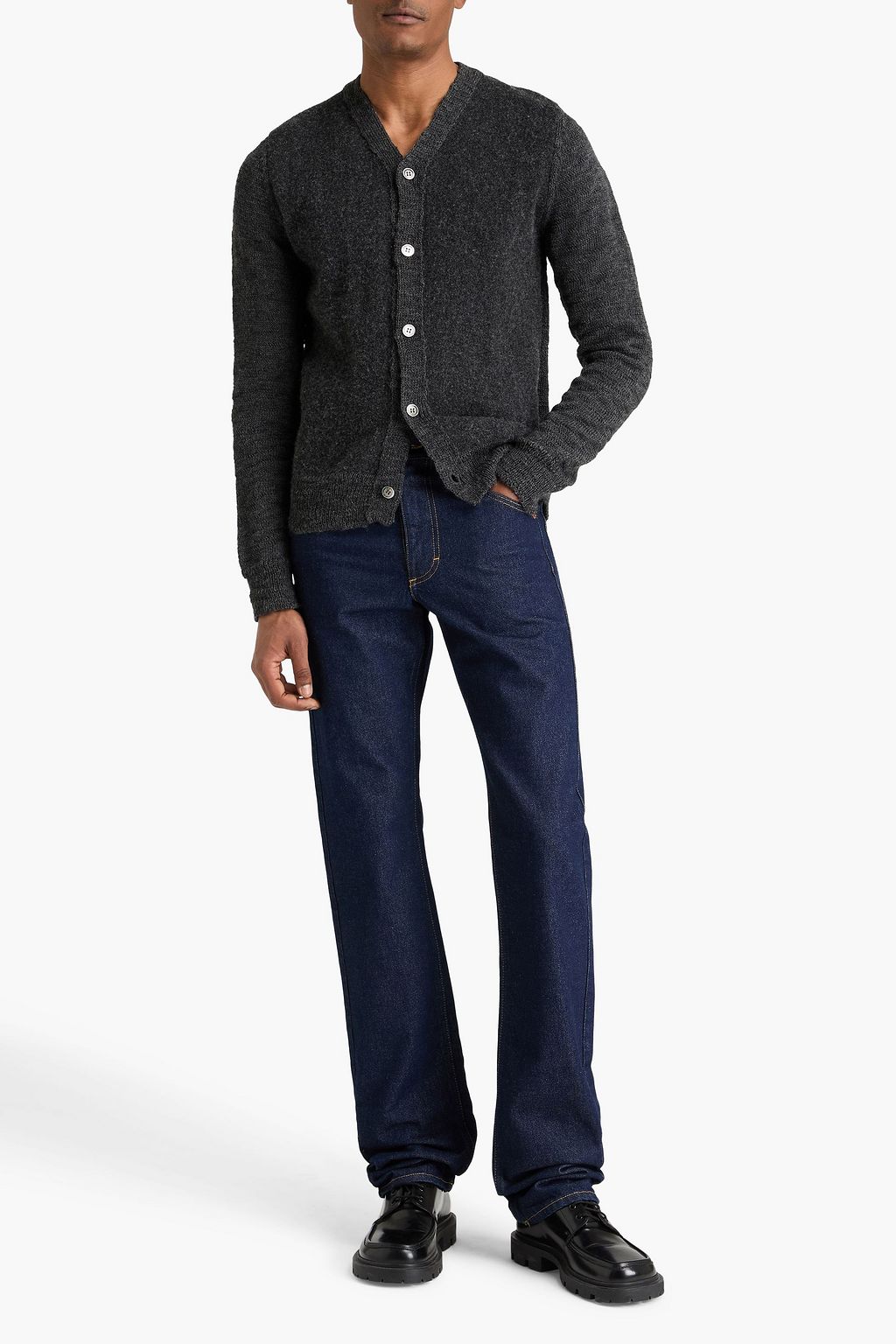COMME DES GARÇONS HOMME DEUX Brushed-felt wool cardigan