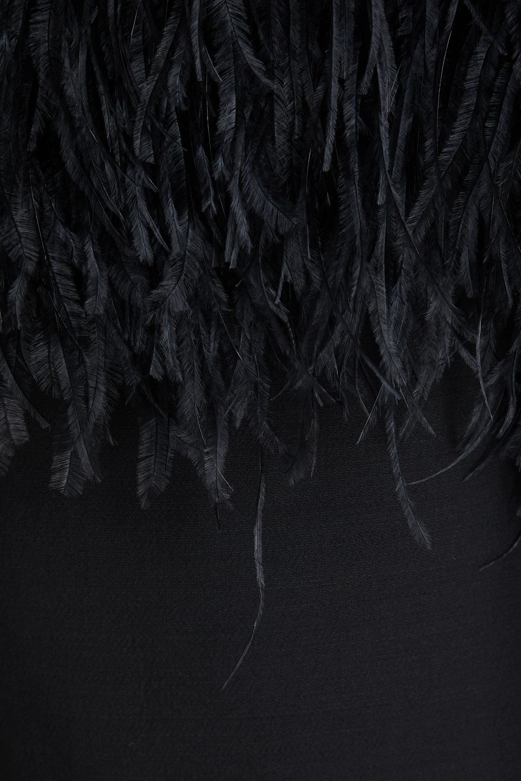 VALENTINO GARAVANI Off-the-shoulder feather-trimmed wool and silk-blend crepe gown