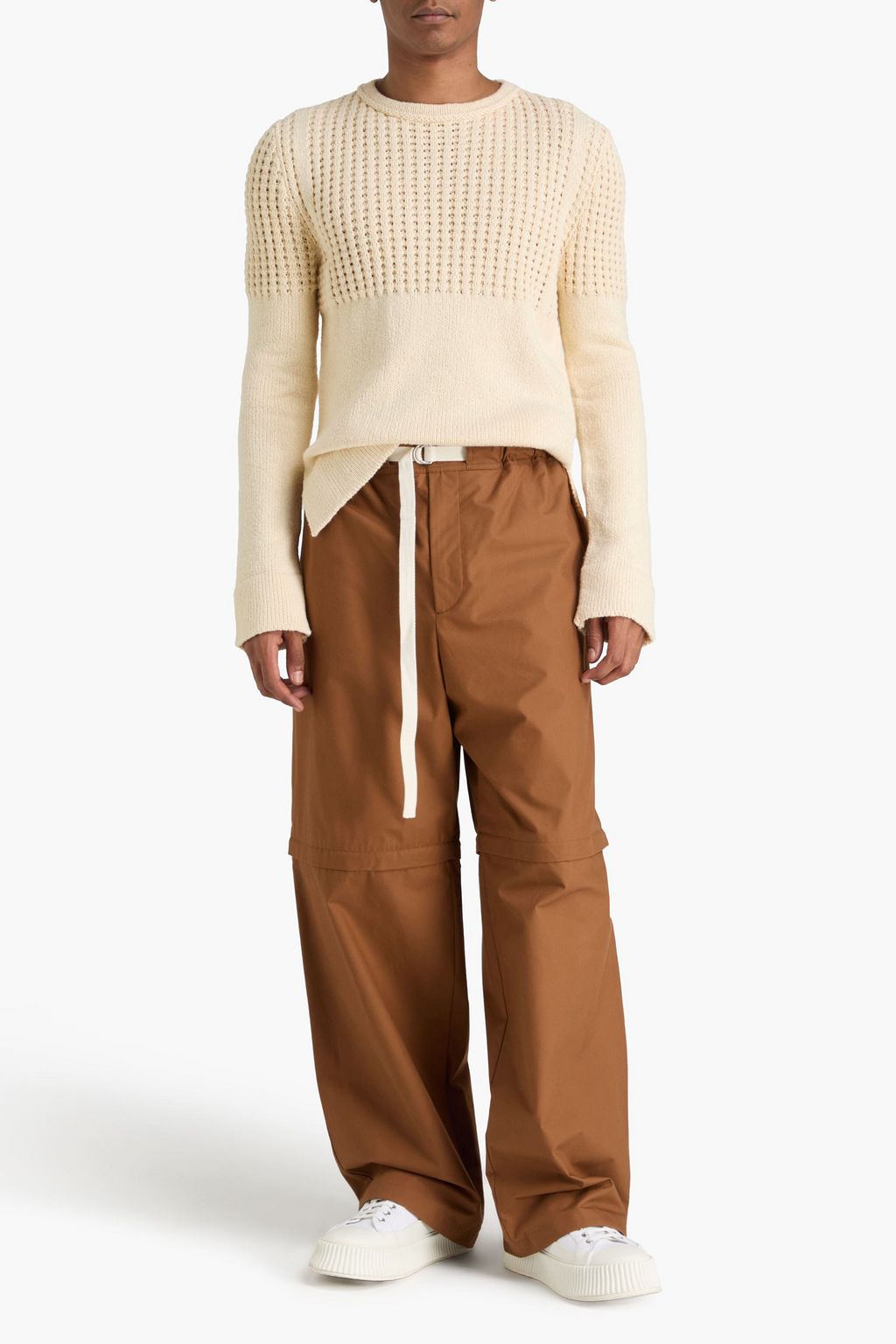 JIL SANDER+ Waffle-knit cotton and wool-blend sweater
