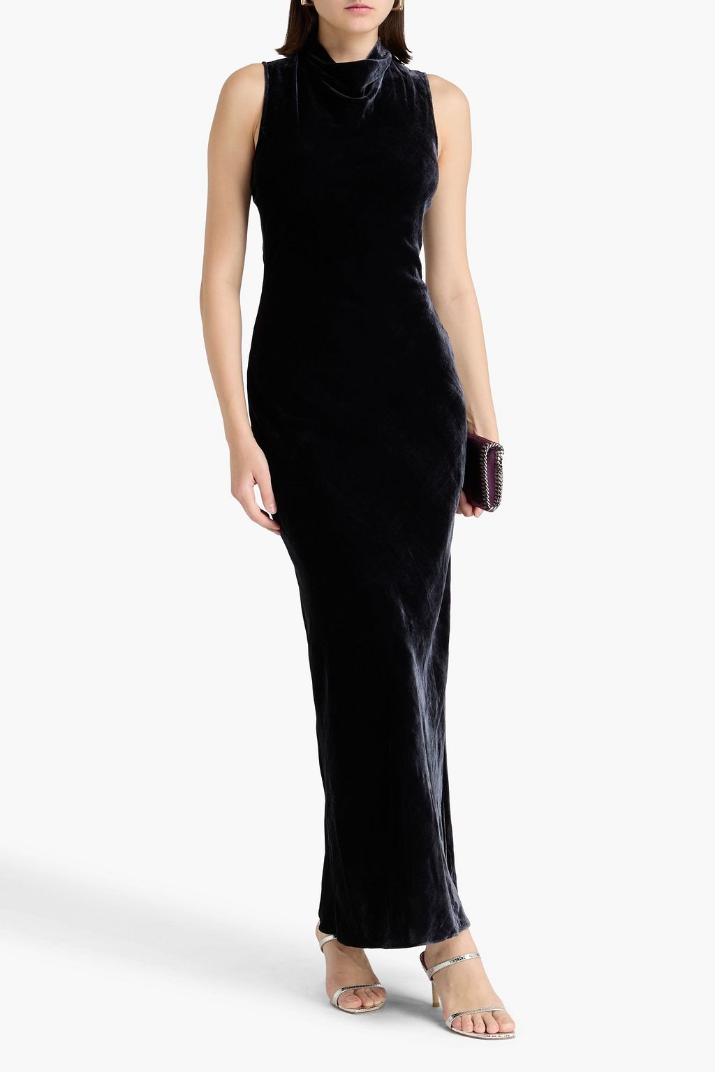 VERONICA BEARD Kura draped velvet maxi dress