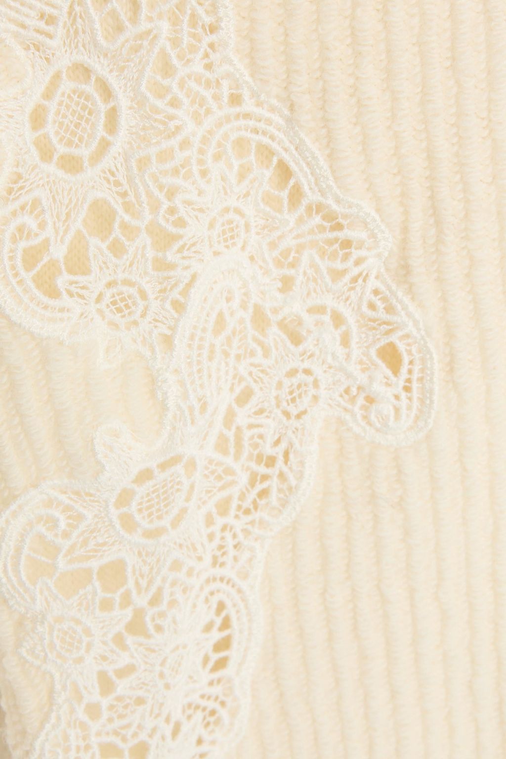 CHLOÉ Lace-trimmed ribbed wool mini dress