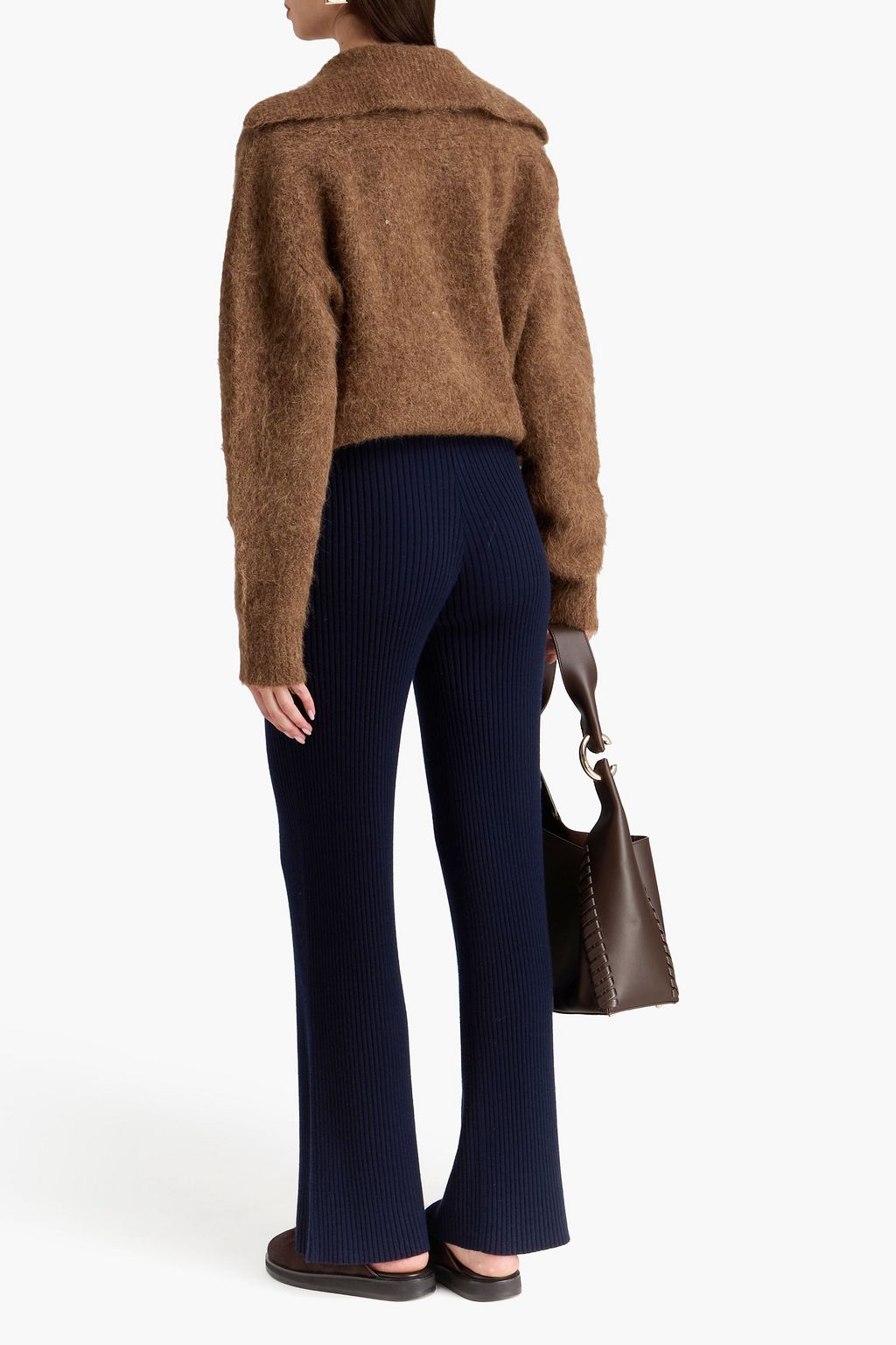 CHLOÉ Ribbed wool and cashmere-blend flared pants