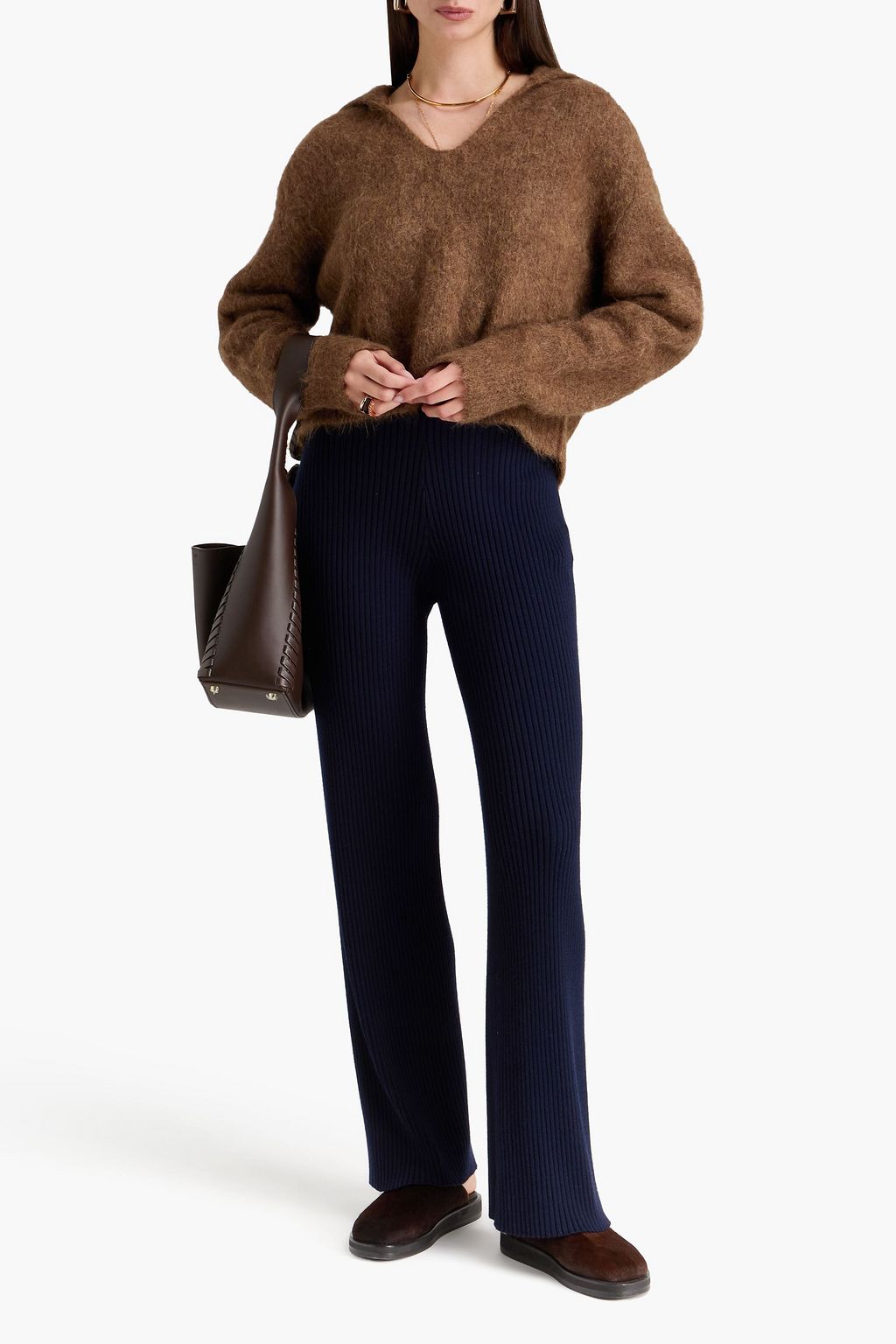 CHLOÉ Ribbed wool and cashmere-blend flared pants