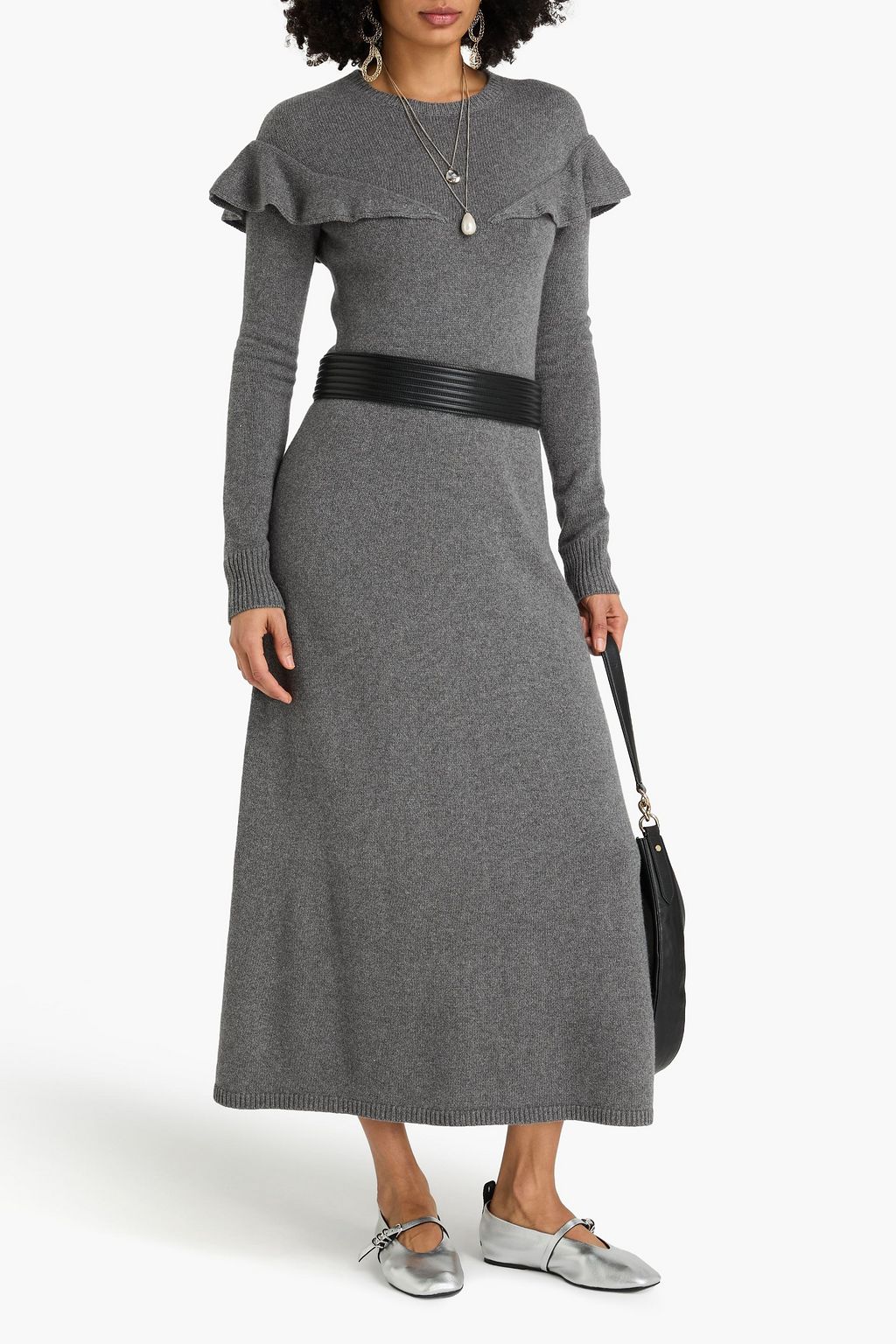 CHLOÉ Ruffled cashmere midi dress
