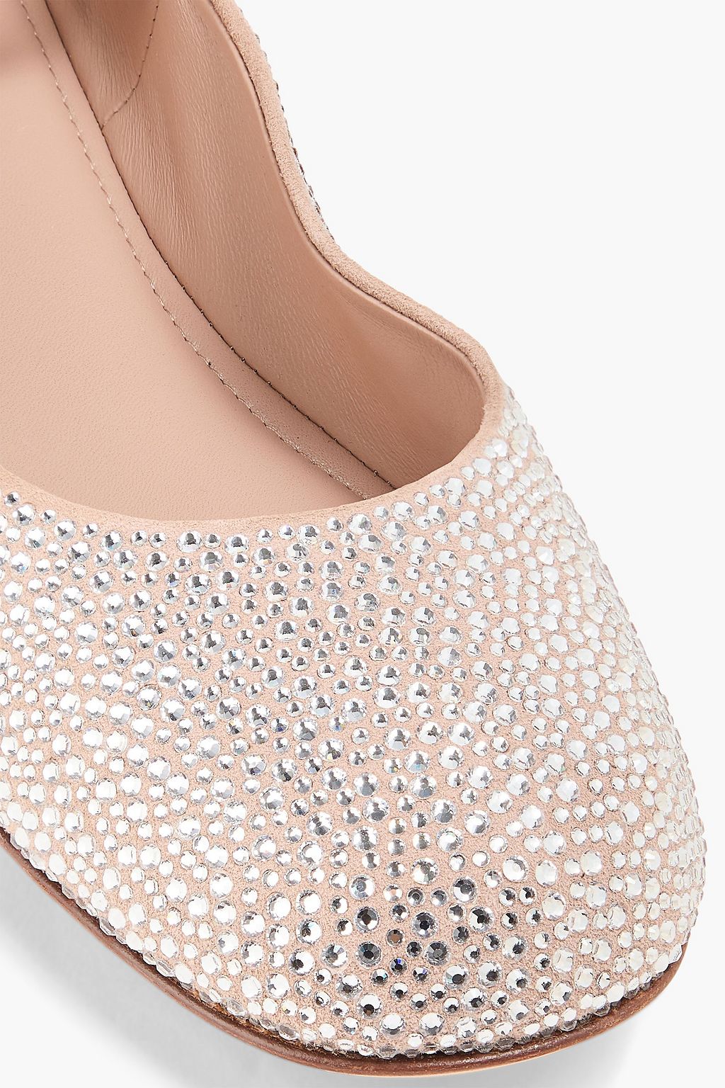 VALENTINO GARAVANI Crystal-embellished suede ballet flats