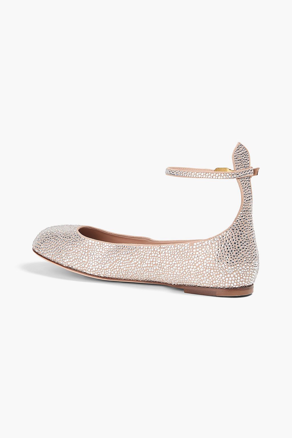 VALENTINO GARAVANI Crystal-embellished suede ballet flats