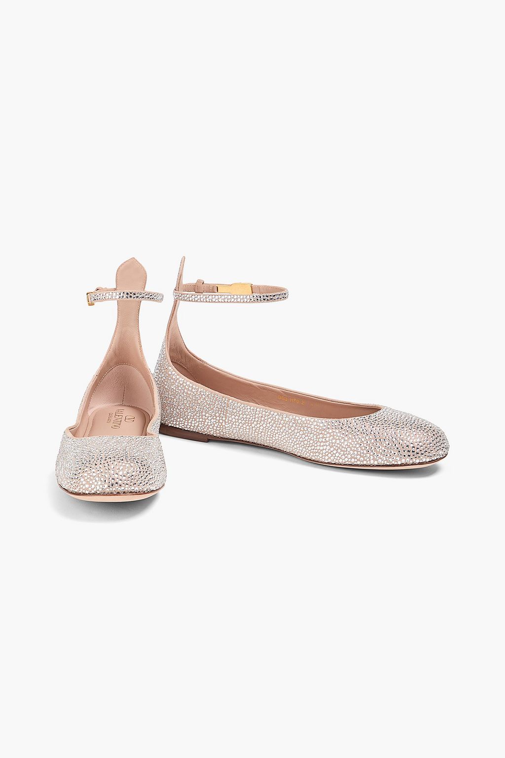 VALENTINO GARAVANI Crystal-embellished suede ballet flats