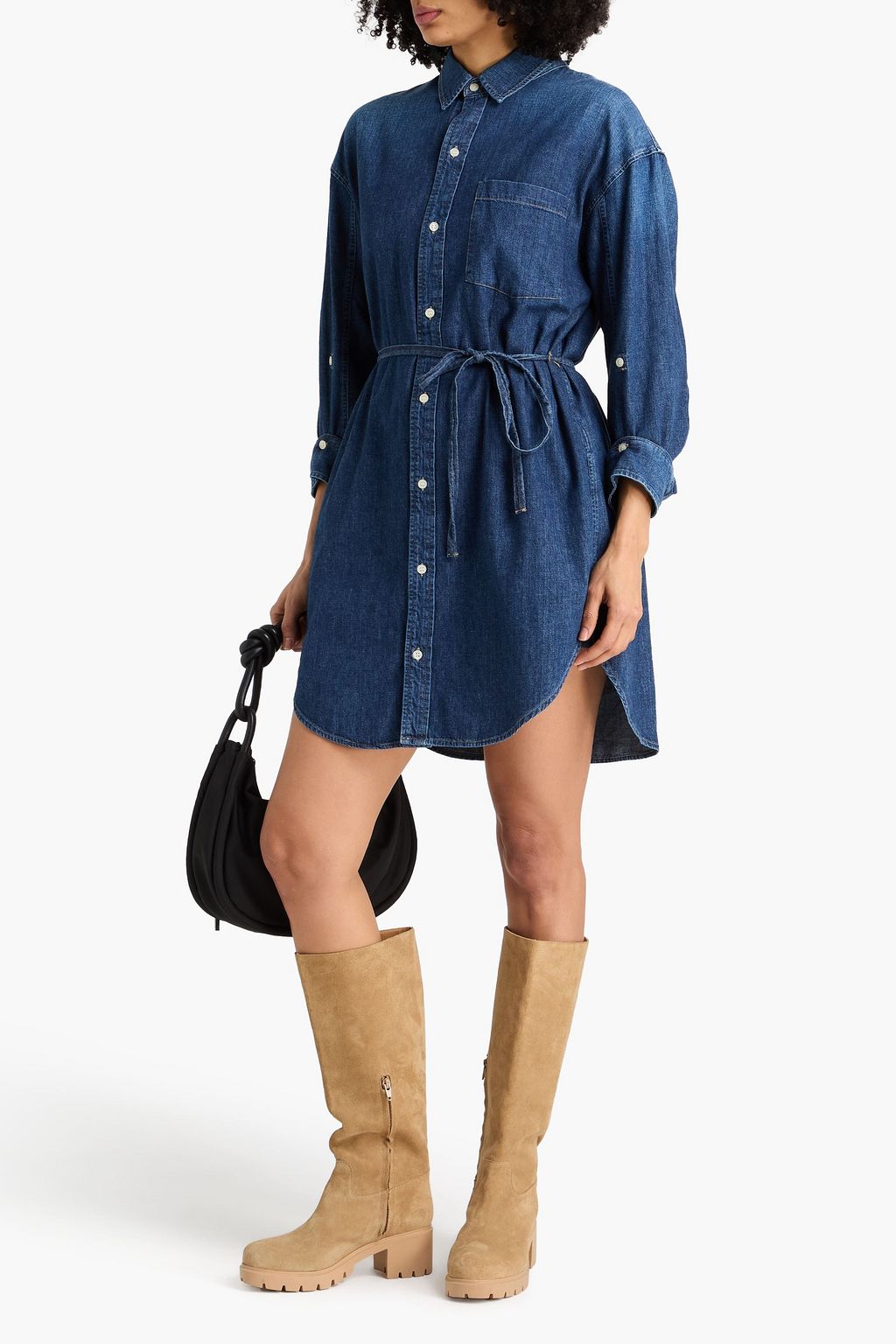 CITIZENS OF HUMANITY فستان قصير بتصميم قميص من الجينز مزوّد بحزام