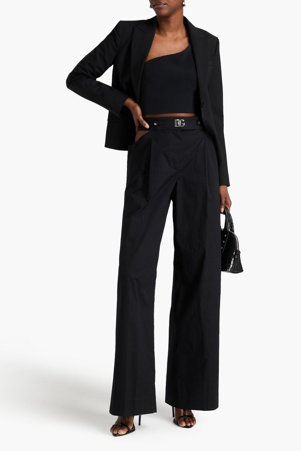 DOLCE&GABBANA Cutout stretch-cotton wide-leg pants