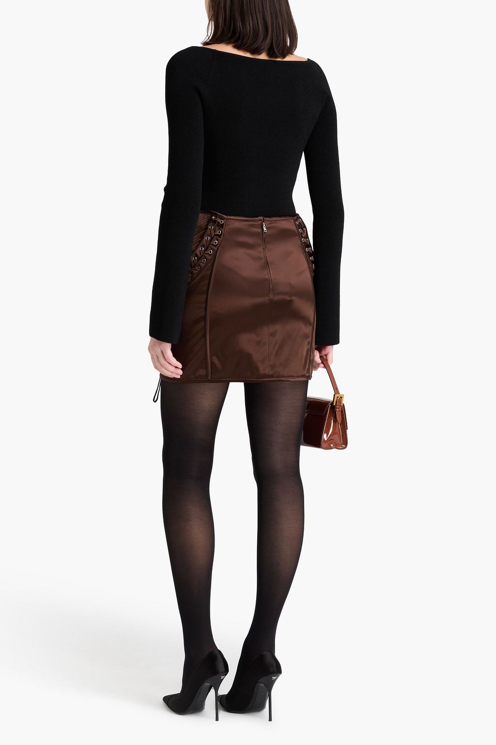 DOLCE&GABBANA تنورة قصيرة من الساتان بأربطة