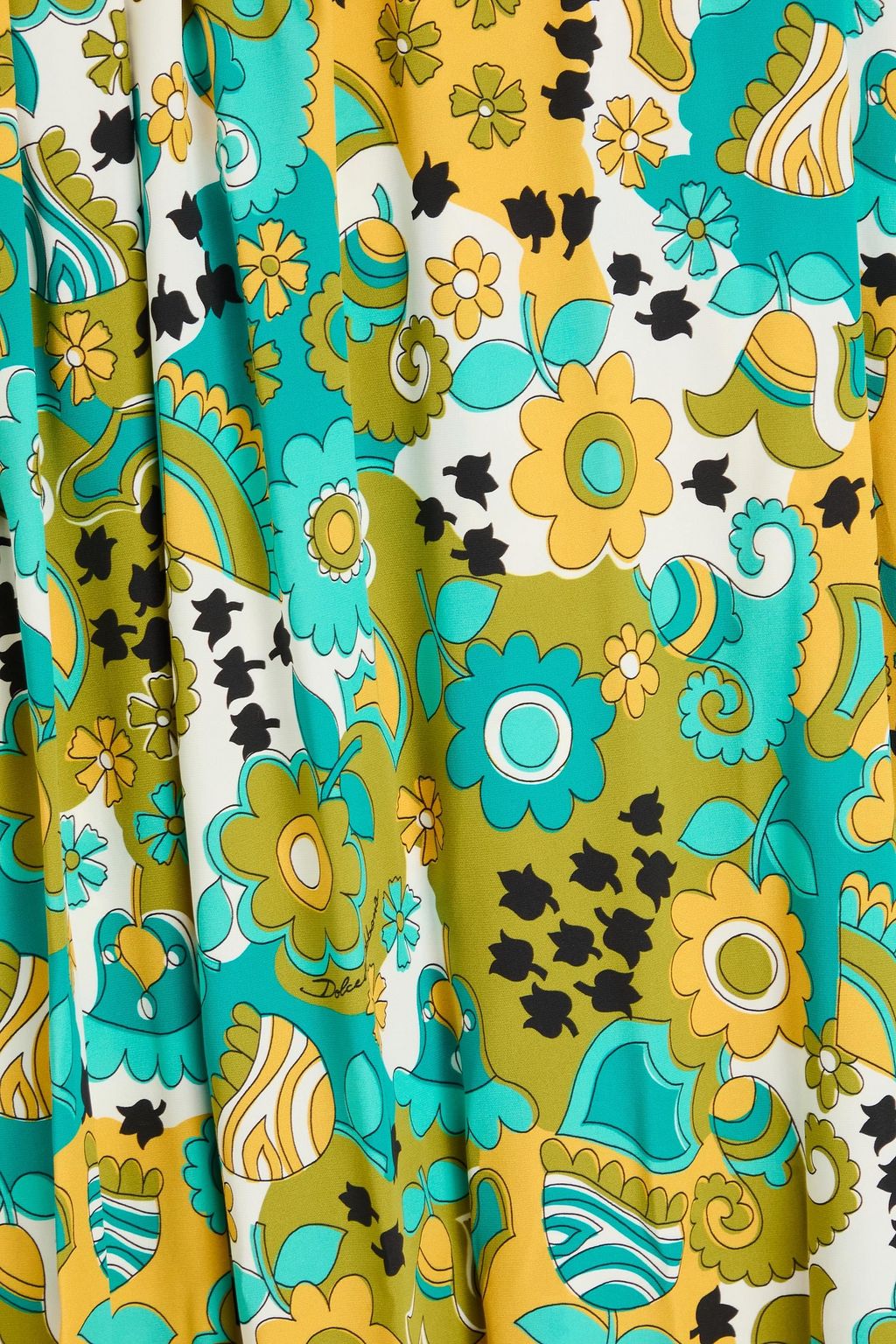 DOLCE&GABBANA فستان طويل من حرير صيني مصنوع من مزيج حرير مزين بطبعة الأزهار