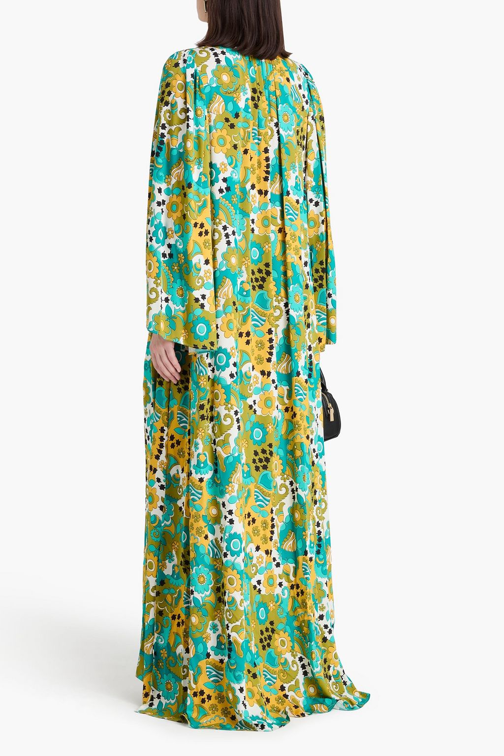 DOLCE&GABBANA فستان طويل من حرير صيني مصنوع من مزيج حرير مزين بطبعة الأزهار