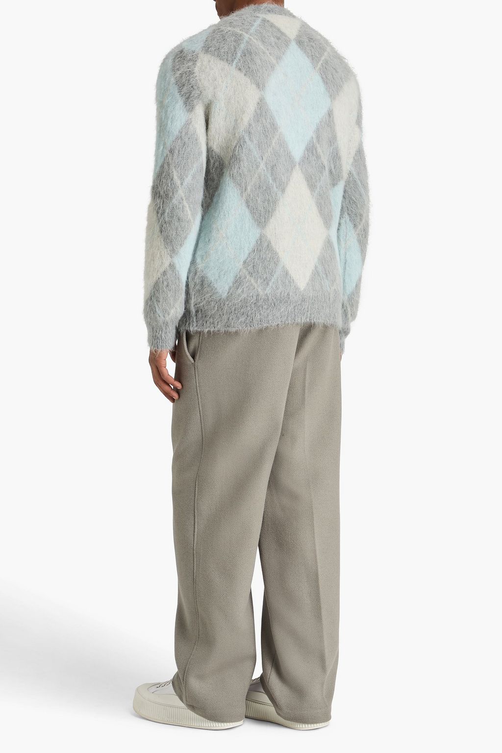 AMI ALEXANDRE MATTIUSSI Argyle brushed jacquard-knit cardigan