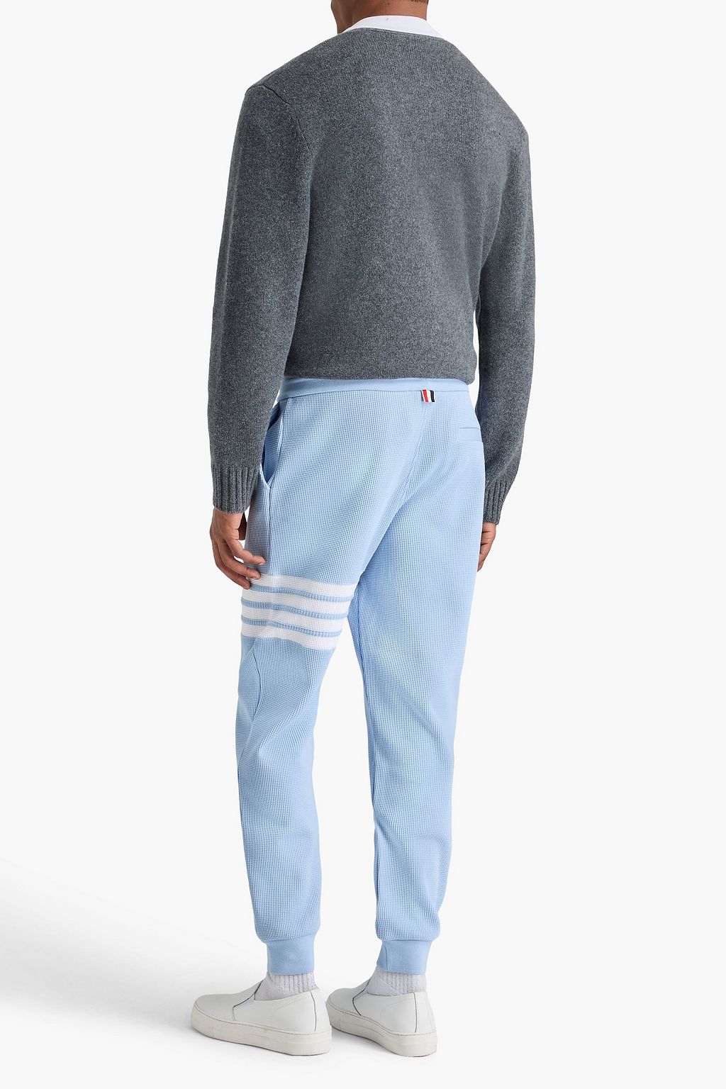 THOM BROWNE Striped waffle-knit cotton sweatpants