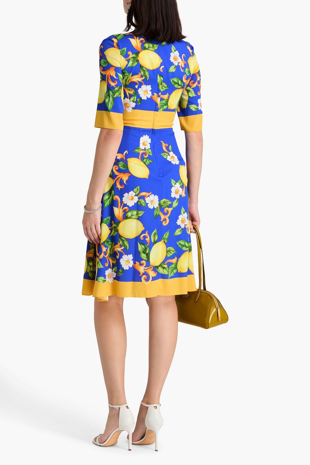 DOLCE&GABBANA فستان من قماش كريب دي شين المصنوع من مزيج الحرير المطبوع