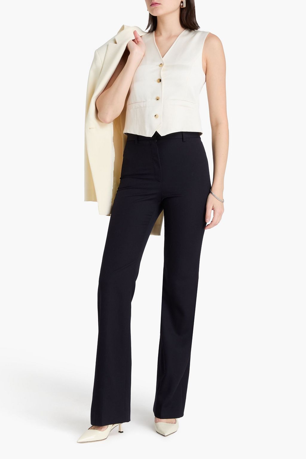 NILI LOTAN بنطال "كوريت" بأرجل مستقيمة من صوف التويل