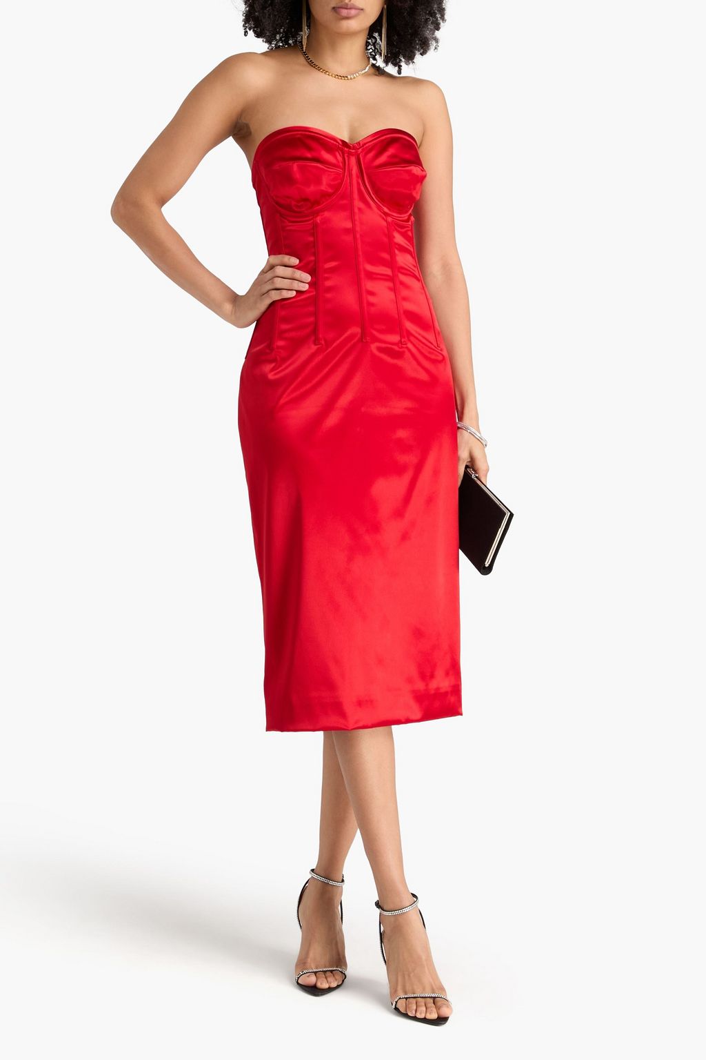 DOLCE&GABBANA Strapless satin midi dress