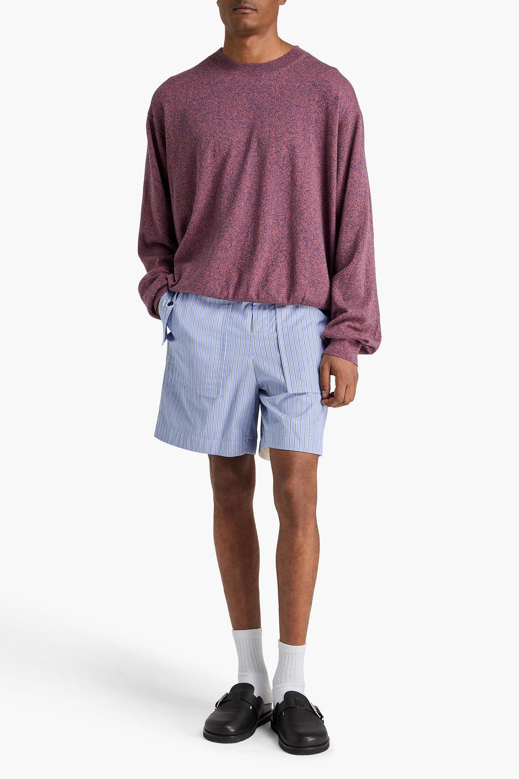 THE ELDER STATESMAN كنزة رياضية "نوفا" من مزيج الكشمير والقطن المرقّش