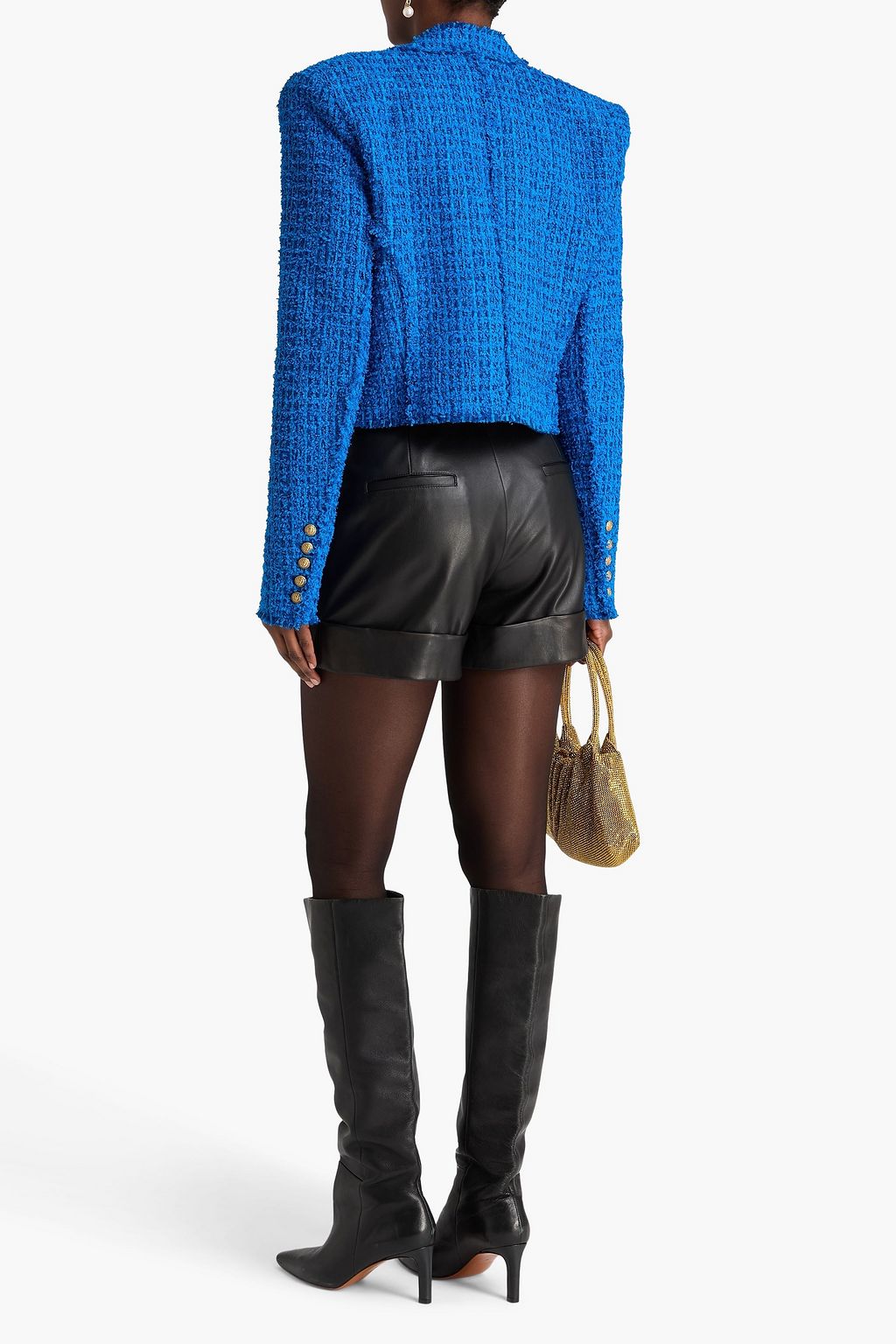 BALMAIN Cropped double-breasted tweed jacket