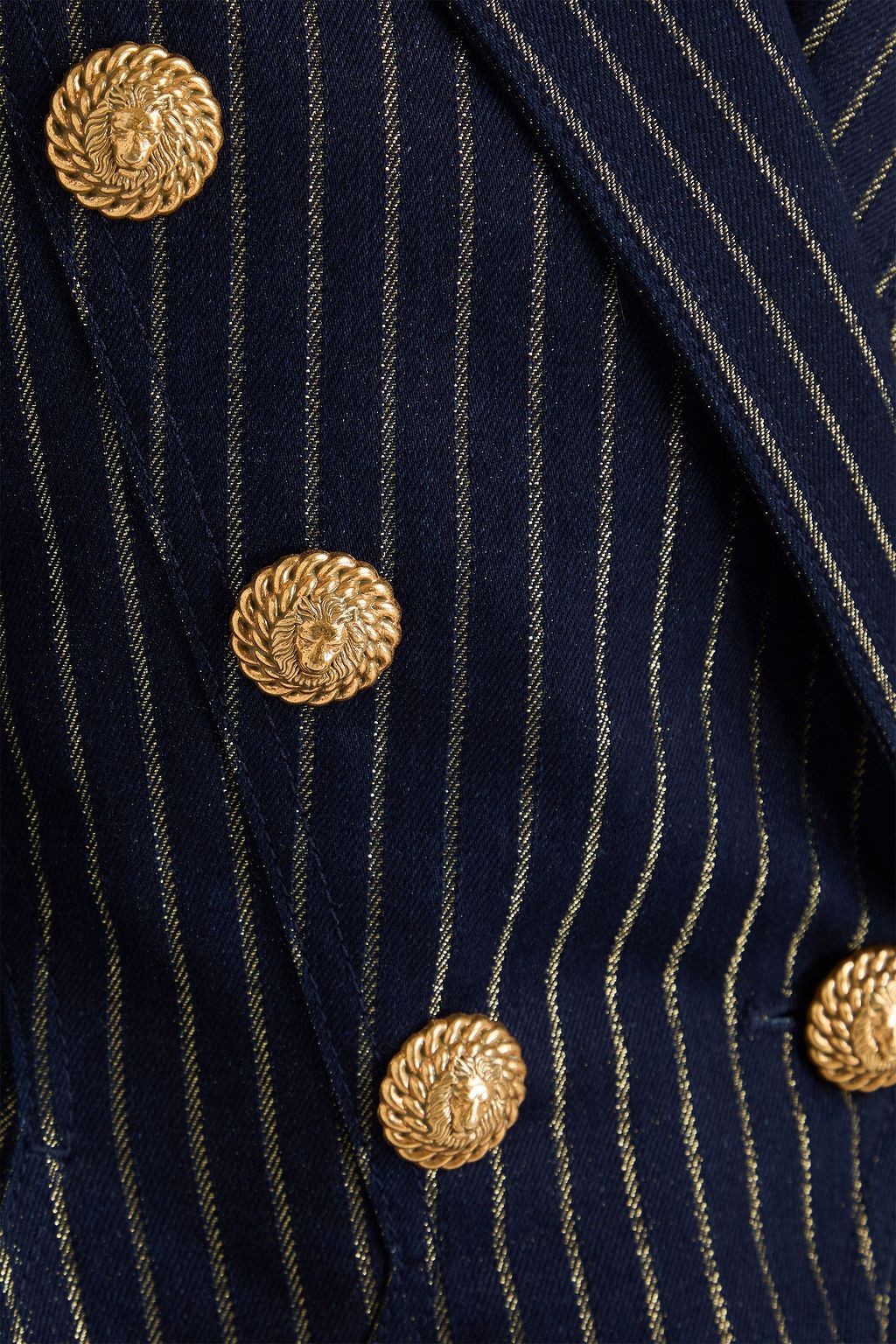 BALMAIN Metallic pinstriped denim blazer