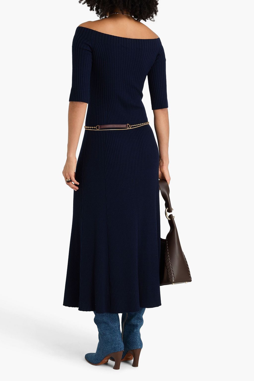 CHLOÉ Ribbed wool and cashmere-blend midi dress