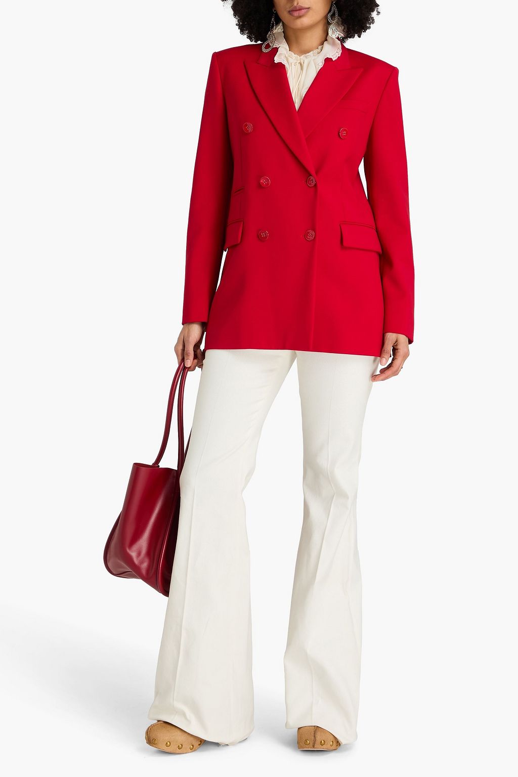 CHLOÉ Double-breasted wool-blend crepe blazer