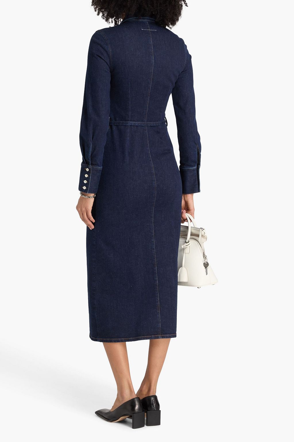 MM6 MAISON MARGIELA Hemdkleid aus Denim in Midilänge mit Gürtel