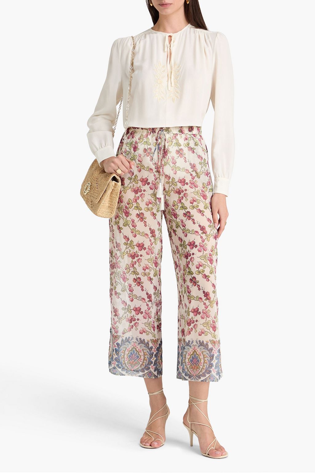 ETRO Embroidered silk crepe de chine blouse