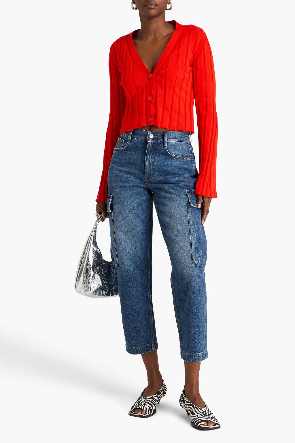 STELLA MCCARTNEY بنطال جينز كارغو قصير بخِصر مرتفع