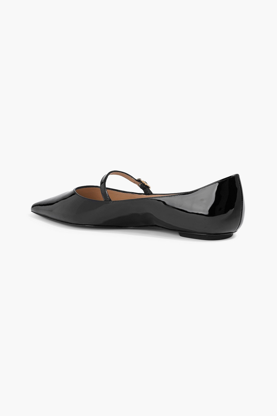 Stuart Weitzman Emilia Patent-leather Mary Jane Flats In Black