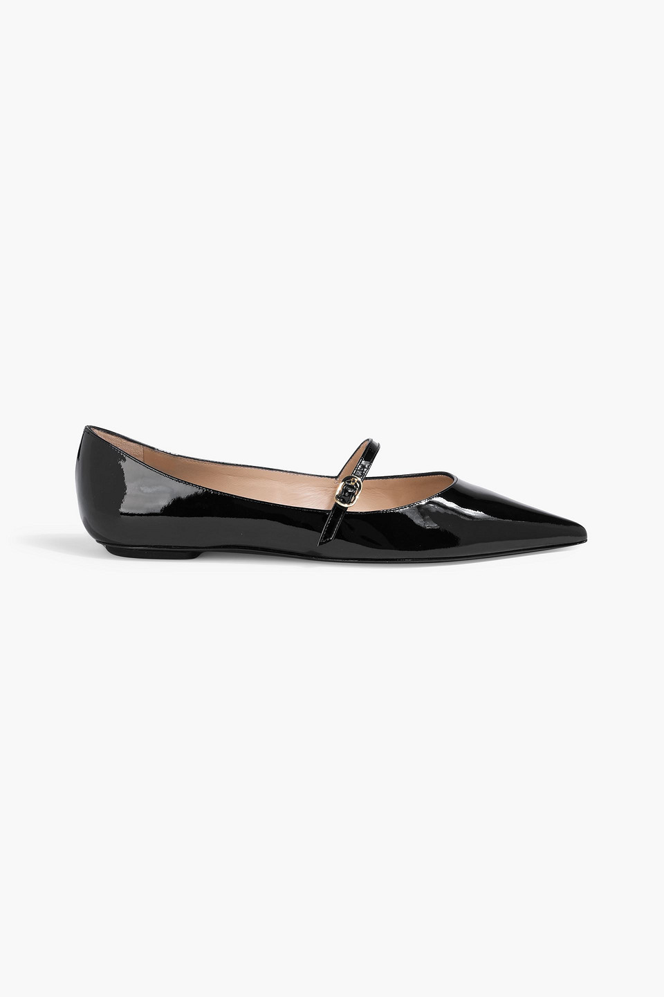 Stuart Weitzman Emilia Patent-leather Mary Jane Flats In Black