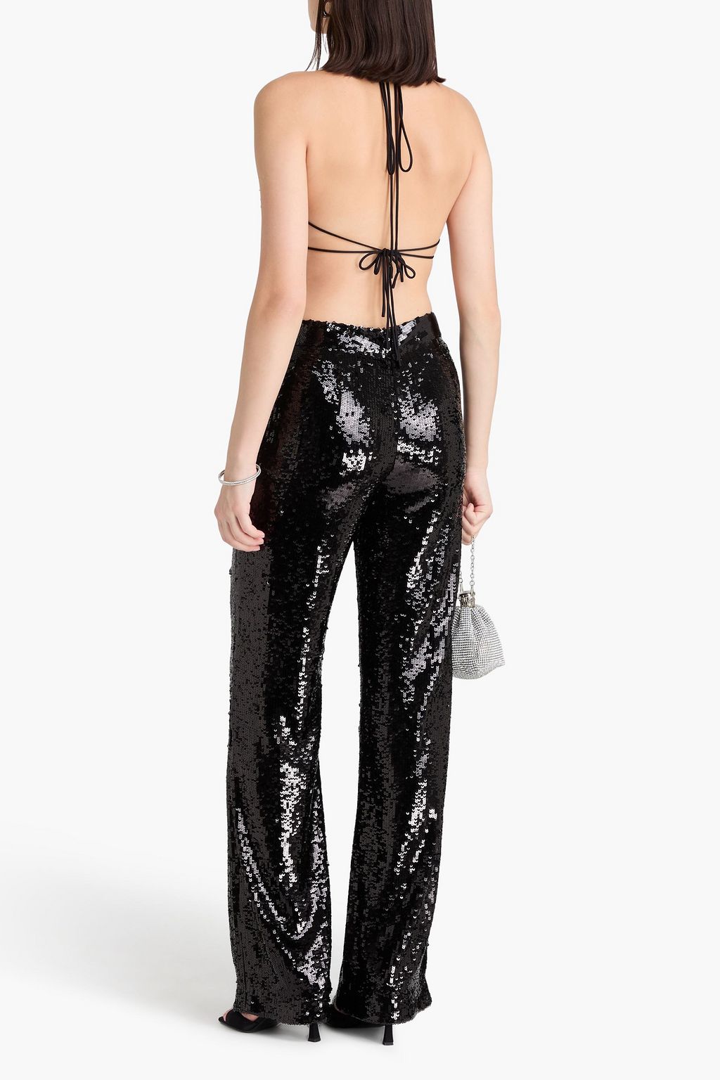 NILI LOTAN Sequined crepe straight-leg pants