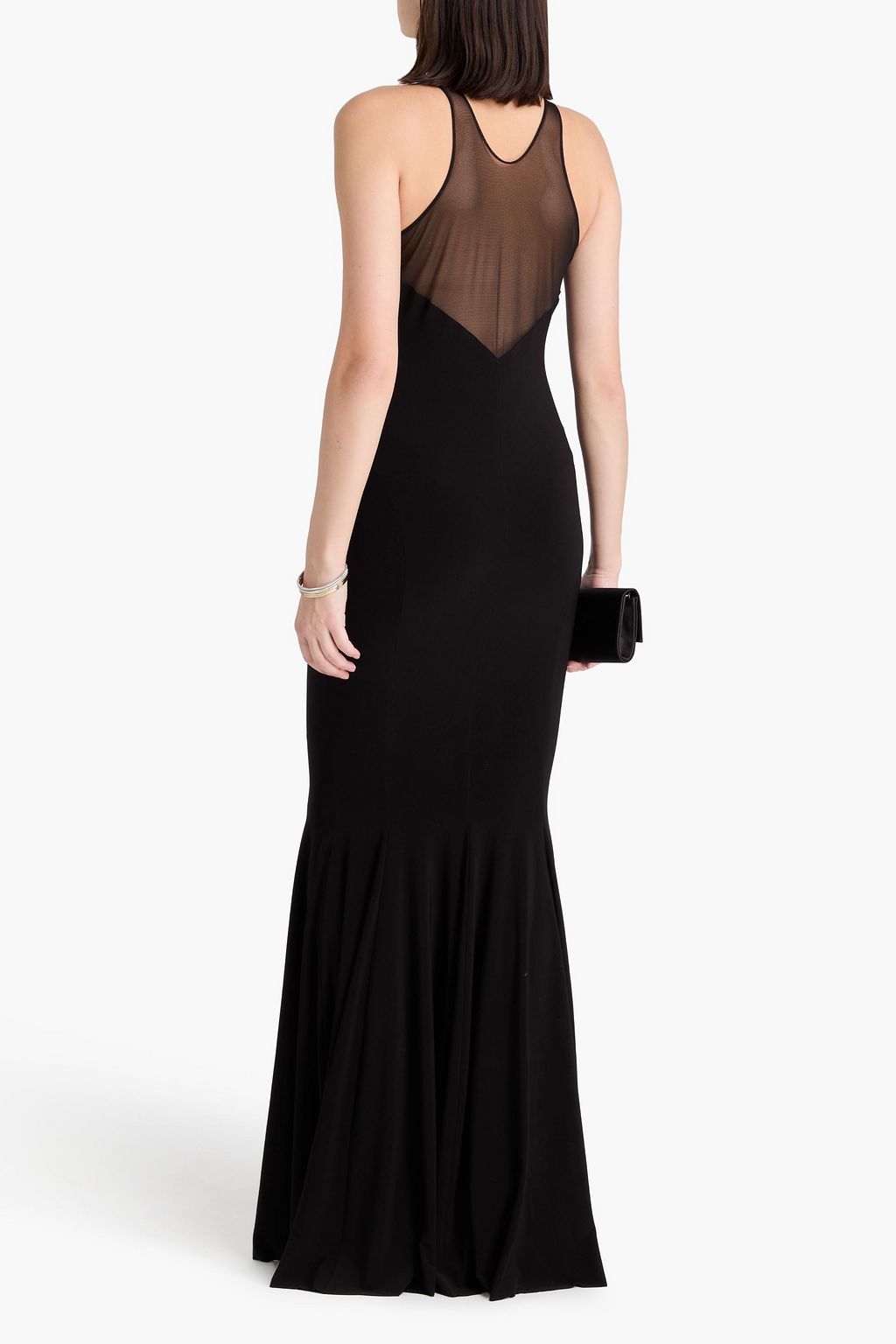 NORMA KAMALI Mesh-trimmed stretch-jersey gown