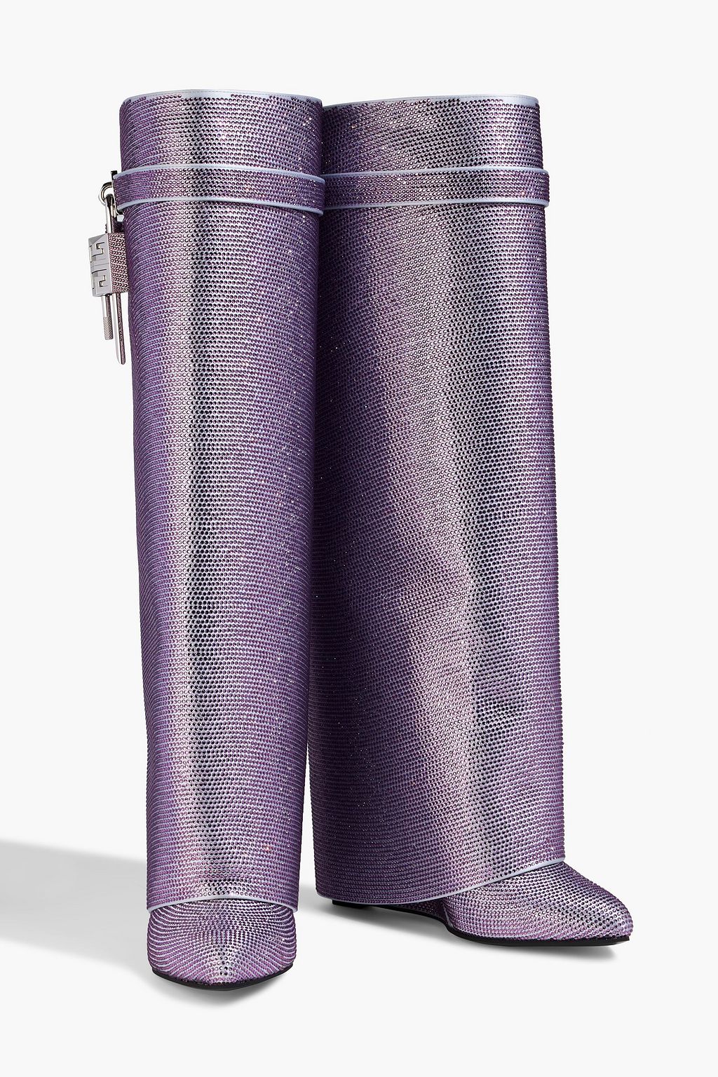 GIVENCHY Shark Lock crystal-embellished satin knee boots