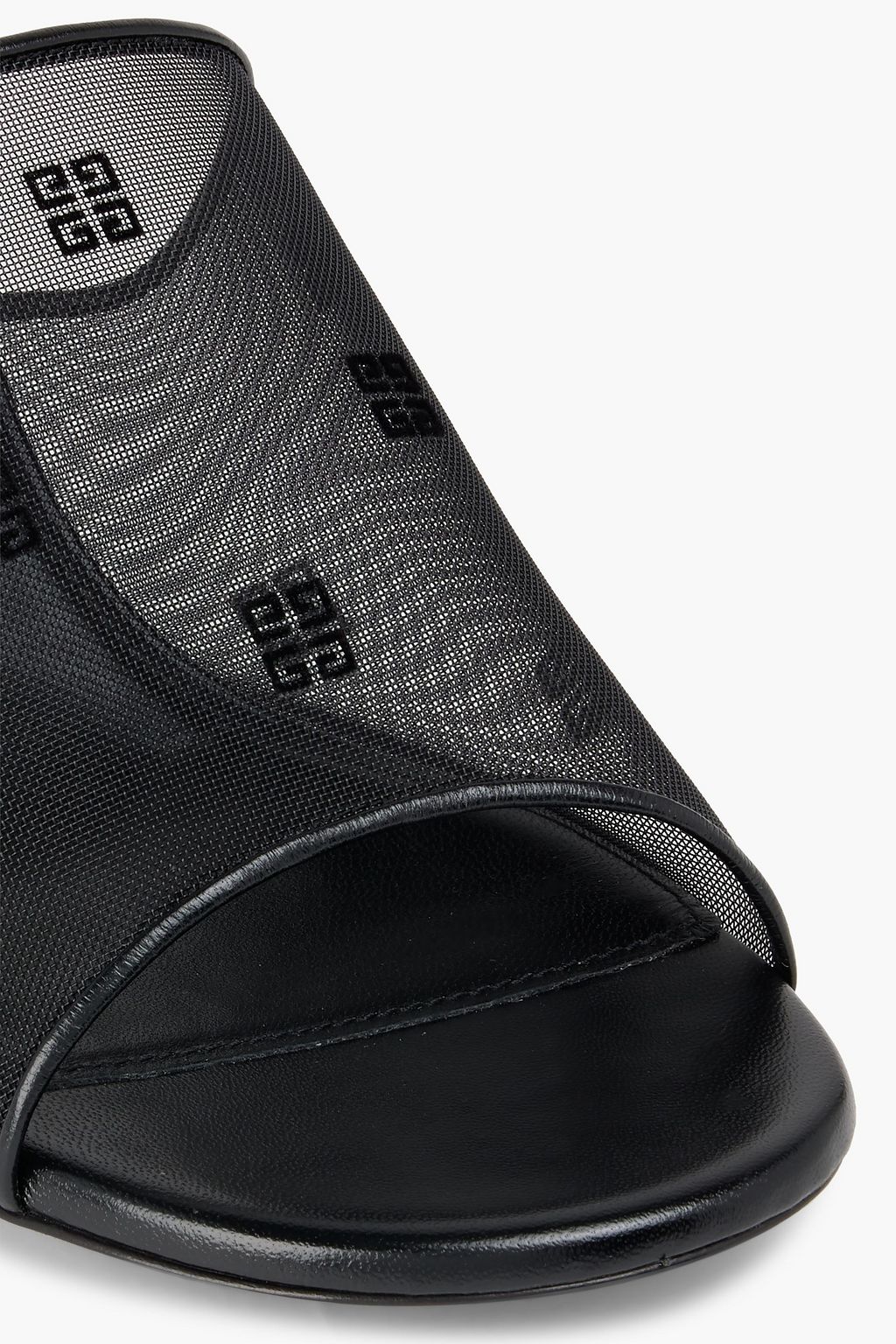 GIVENCHY G Cube leather-trimmed flocked mesh mules