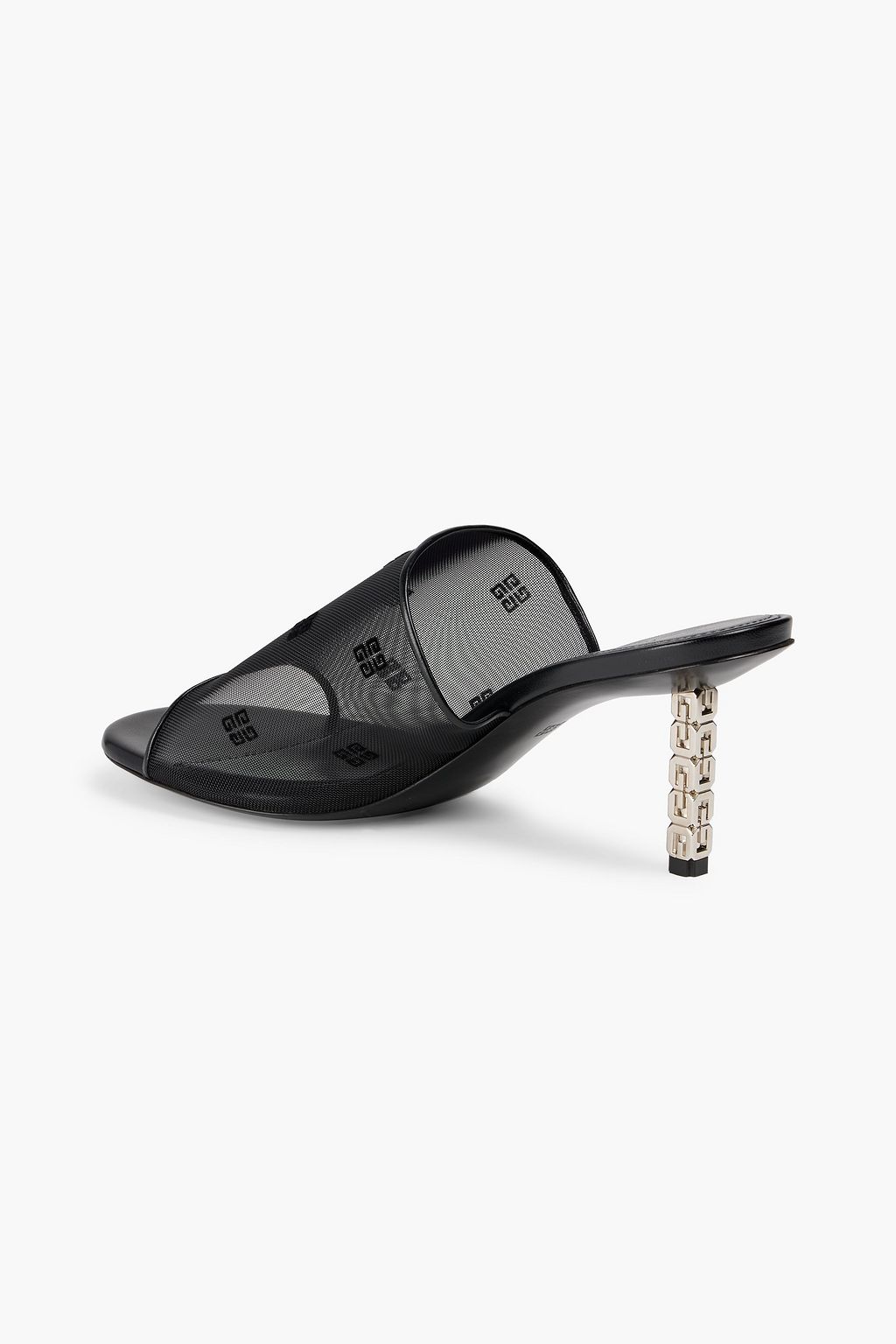 GIVENCHY G Cube leather-trimmed flocked mesh mules