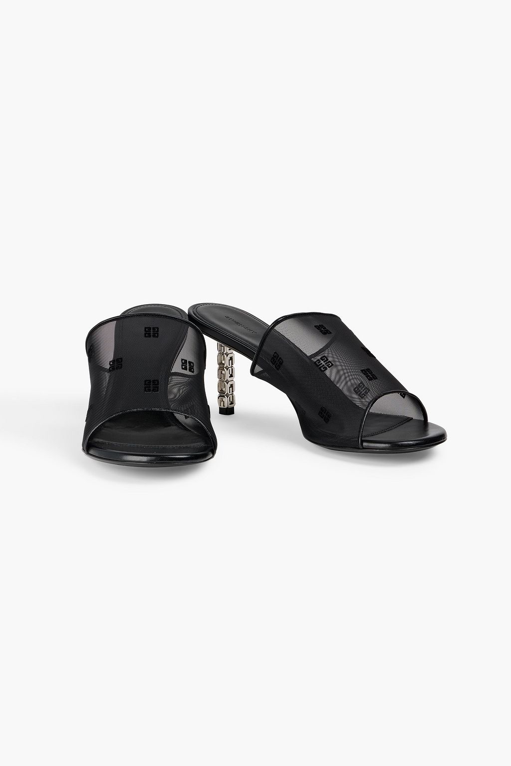 GIVENCHY G Cube leather-trimmed flocked mesh mules