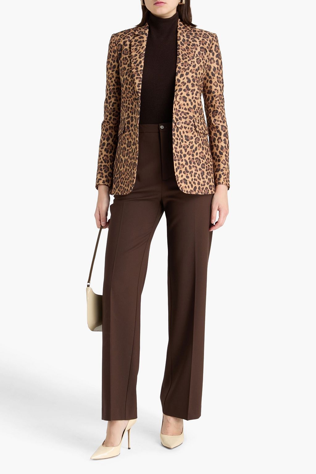 VALENTINO GARAVANI Leopard-print wool and silk-blend blazer