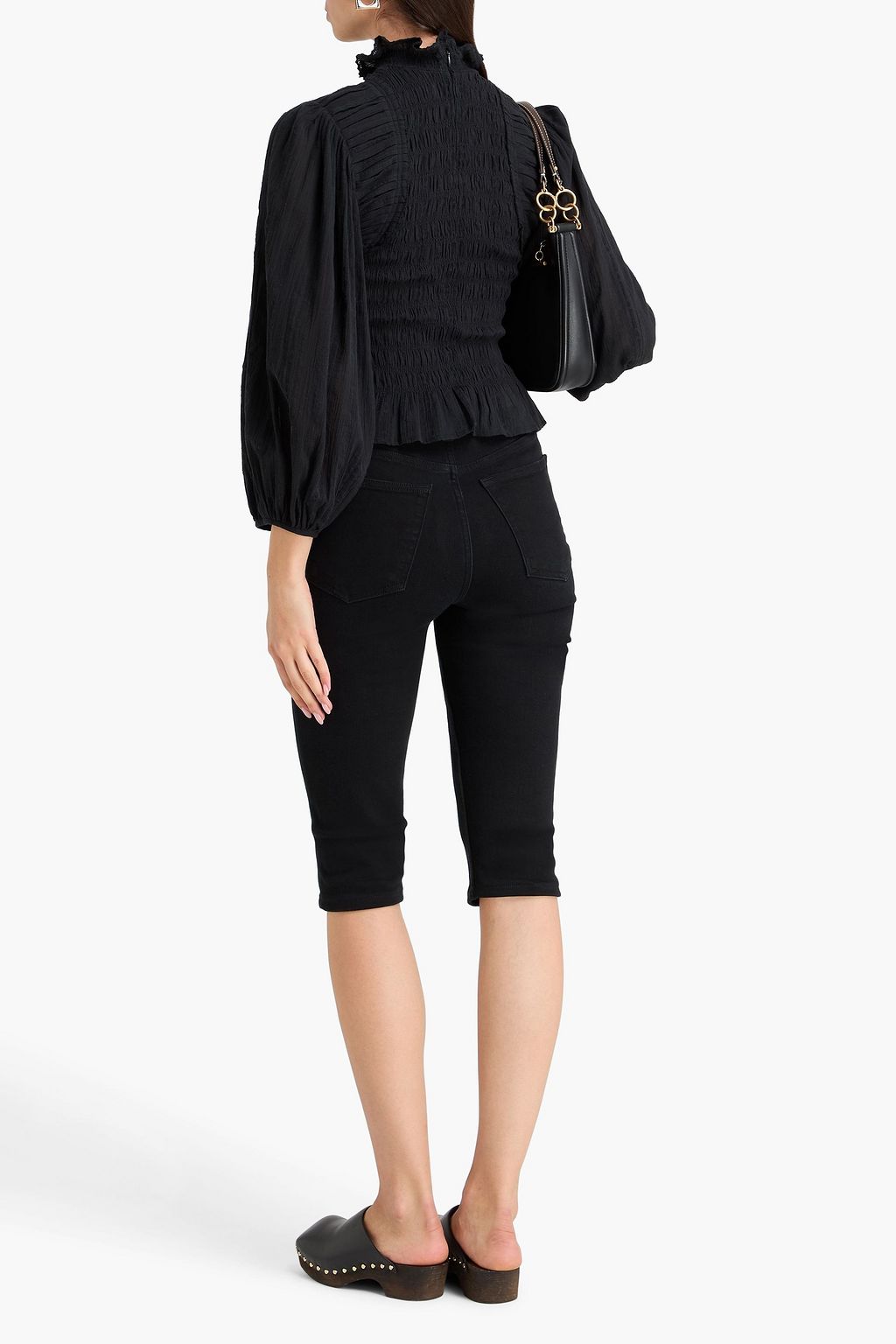 MARANT ÉTOILE بلوزة «إدريس» من مزيج من القطن بحواف من دانتيل مصمم بتقنية السموك